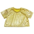 thumbnail image 1 of WOYY Little Girls Shiny Crop Top Slim Fit Stretch Short Sleeve T Shirt Tee, Sizes 5-6, 1 of 3