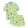 thumbnail image 1 of WOYY Little Girls Silk Bee Print Short Sleeve Button Top and Shorts Pajamas, Size 2-13, 1 of 3