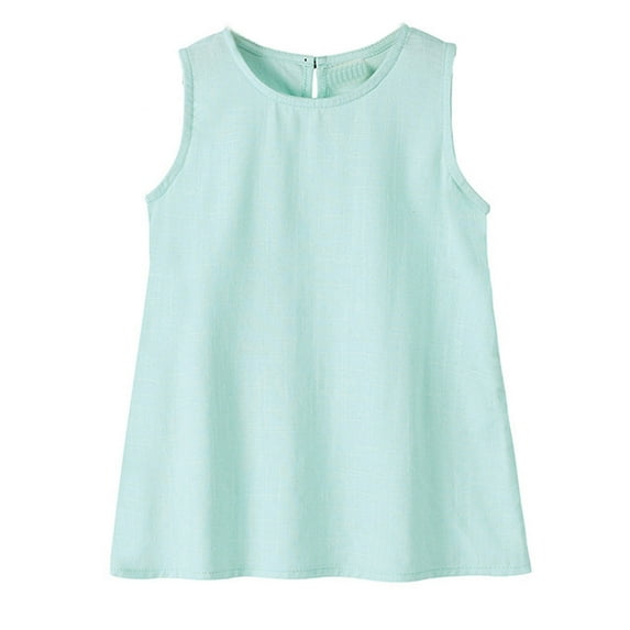 WOYY Little Girls Spring Summer Dress Solid Sleeveless Casual Loose Dress Clothes