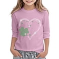 thumbnail image 1 of WOYY Little Girls St. Patrick's Day Graphic Tee 3/4 Sleeve Crewneck T-Shirt, Sizes 3-13, 1 of 3