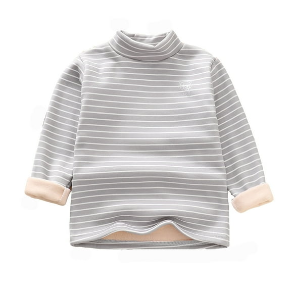 WOYY Little Boys Striped T-Shirt Thicken Pullover Undershirt Long Sleeved Tshirt