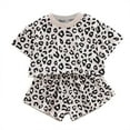 thumbnail image 1 of WOYY Little Girls Summer Cotton Leopard Short Sleeve T Shirt Shorts Set, Sizes 5-6, 1 of 7
