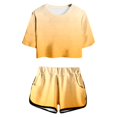 thumbnail image 1 of WOYY Little Girls Summer Outfits Gradient Short Sleeve T-Shirt Shorts Set, Sizes 6-7Y, 1 of 4