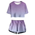 thumbnail image 1 of WOYY Little Girls Summer Outfits Gradient Short Sleeve T-Shirt Shorts Set, Sizes 6-7Y, 1 of 4