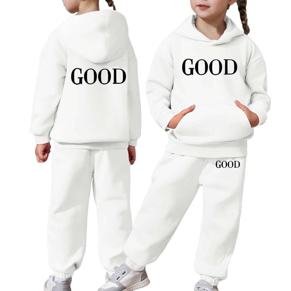 WOYY Little Girls Sweat Suit -Lined Hoodie Pants Casual Active Outfits, Sizes 6-7