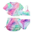 thumbnail image 1 of WOYY Little Girls Swimsuit Tie Dye Rash Guard Boyshorts Bikini Set Bathing Suit,4-Piece, 1 of 5