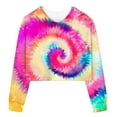 thumbnail image 1 of WOYY Little Girls Tie Dyed Hoodie Long Sleeve Crop Top Hooded Sweatshirt, Sizes 6-7, 1 of 2