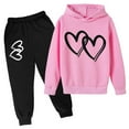 thumbnail image 1 of WOYY Little Girls' Tracksuits Heart Printed Hoodie Set Sweatshirt Jogger Pants Outfits Kids Clothing Sets, Sizes 5-6, 1 of 3