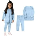 thumbnail image 1 of WOYY Little Girls Velour Outfits Solid Oversized Sweatshirt Pants Sweatsuit, Sizes 6-7, 1 of 3