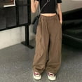 thumbnail image 1 of WOYY Little Girls Wide Leg Cargo Pants Solid High Waist Long Pants Loose Casual Trousers, 1 of 7