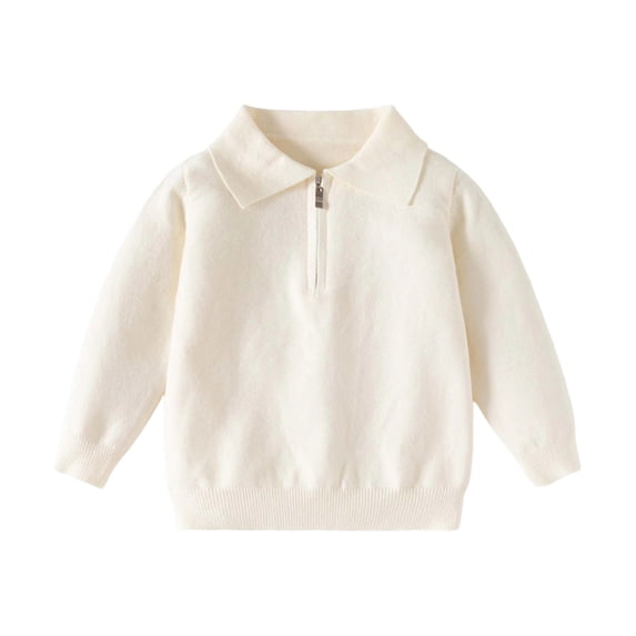 WOYY Little Girls Zipper Collar Sweatshirt Cotton Long Sleeve Solid Polo Shirt Pullover