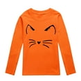 thumbnail image 1 of WOYY Long Sleeve T-Shirt for Girls Cute Cat Print Crewneck T Shirt Graphic Tee, Orange, Sizes 2-13, 1 of 3