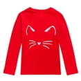 thumbnail image 1 of WOYY Long Sleeve T-Shirt for Girls Cute Cat Print Crewneck T Shirt Graphic Tee, Red, Sizes 2-13, 1 of 3