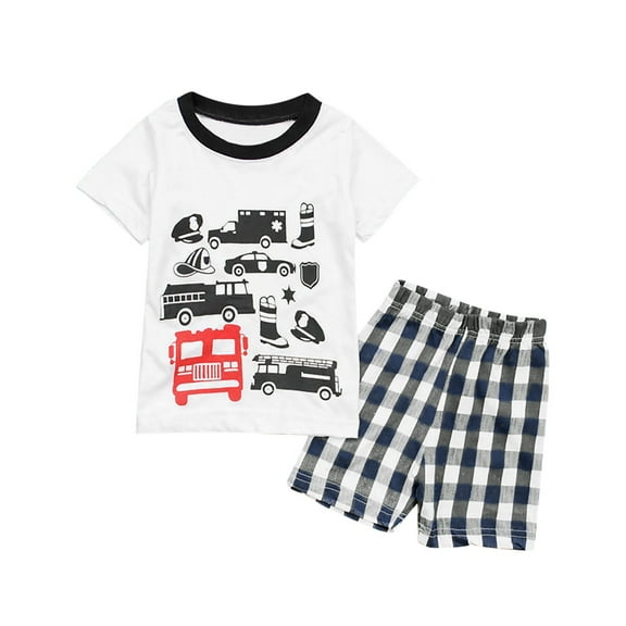 WOYY Newborn Boy Summer Outfits Cartoon Short Sleeve T-Shirt Shorts Set Casual Clothes Set