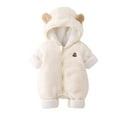 thumbnail image 1 of WOYY Newborn Boy Winter Jumpsuit Bears Ear Hooded Fleece Zipper Romper Thick Warm Playsuit, 1 of 8