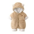 thumbnail image 1 of WOYY Boy Winter Jumpsuit Bears Ear Hooded Zipper Romper Thick Warm Playsuit, 1 of 3