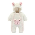 thumbnail image 1 of WOYY Newborn Boy's Fleece Romper Cute Bear Embroidery Hooded Jumpsuit Soft Warm Outerwear, 1 of 3