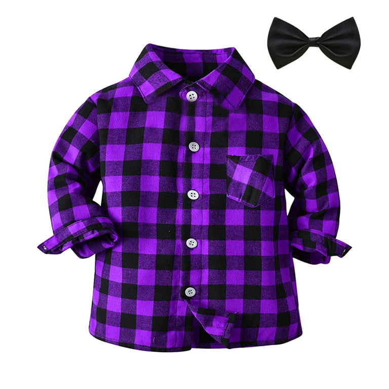 WOYY Newborn Boys Bow Tie Shirt Tops Long Sleeve Button Down Shirt - Main Image