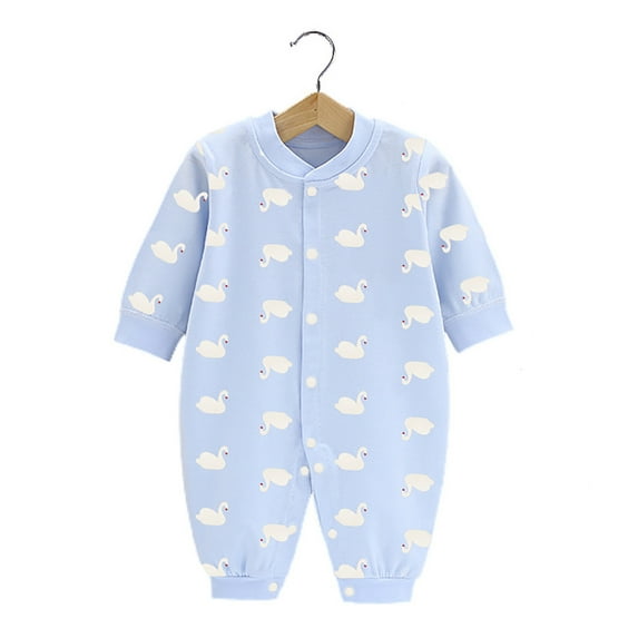 WOYY Newborn Boys Casual Romper Cotton Long Sleeve Jumpsuit Comfortable Button One-Piece