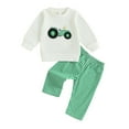 thumbnail image 1 of WOYY Newborn Boys Cotton Sweatsuit Farm Embroidery Sweatshirt Plaid Pants Set, Sizes 6-12M, 1 of 4