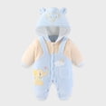 thumbnail image 1 of WOYY Newborn Boys Fleece Jumpsuit Cartoon Long Sleeve Hooded Romper Winter Warm Playsuit, 1 of 3