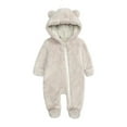 thumbnail image 1 of WOYY Boys One-Piece Footies Bear Ears Hooded Footed Jumpsuit, Sizes 6-9M, 1 of 3