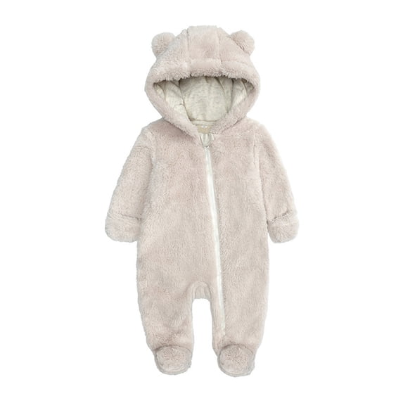 WOYY Boys One-Piece Footies Bear Ears Hooded Footed Jumpsuit, Sizes 6-9M