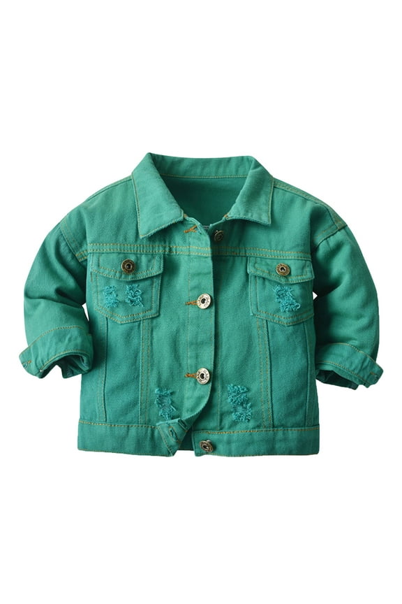 Newborn Boys Girls Denim Jacket Kids Windproof Solid Outerwear Coat, Sizes 6-9M
