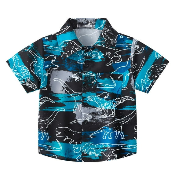 WOYY Newborn Boys Hawaii Beach Button Down Shirt Tropical Print Short Sleeve Summer Shirt