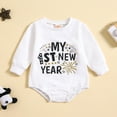 thumbnail image 1 of WOYY Newborn Boys New Year Bodysuit Letter Printed Long Sleeve Pullover Romper Playsuit, 1 of 5