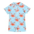 thumbnail image 1 of WOYY Newborn Boys One-Piece Swimsuit Short Sleeve Zip-Up Rash Guard Bathing Suit Swimwear, 1 of 5