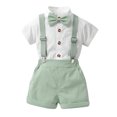 thumbnail image 1 of WOYY Boys Outfits Short Sleeve Button-Down Shirt Suspenders Shorts Set, Sizes 6-9M, 1 of 3