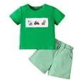 thumbnail image 1 of WOYY Boys Outfits Short Sleeve T-Shirt and Striped Shorts Set, 2-Piece, Sizes 6-12M, 1 of 5