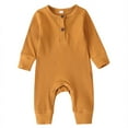 thumbnail image 1 of WOYY Boys Ribbed Solid Long Sleeve Jumpsuit Casual Romper Baby Clothes, Sizes 0-3M, 1 of 3