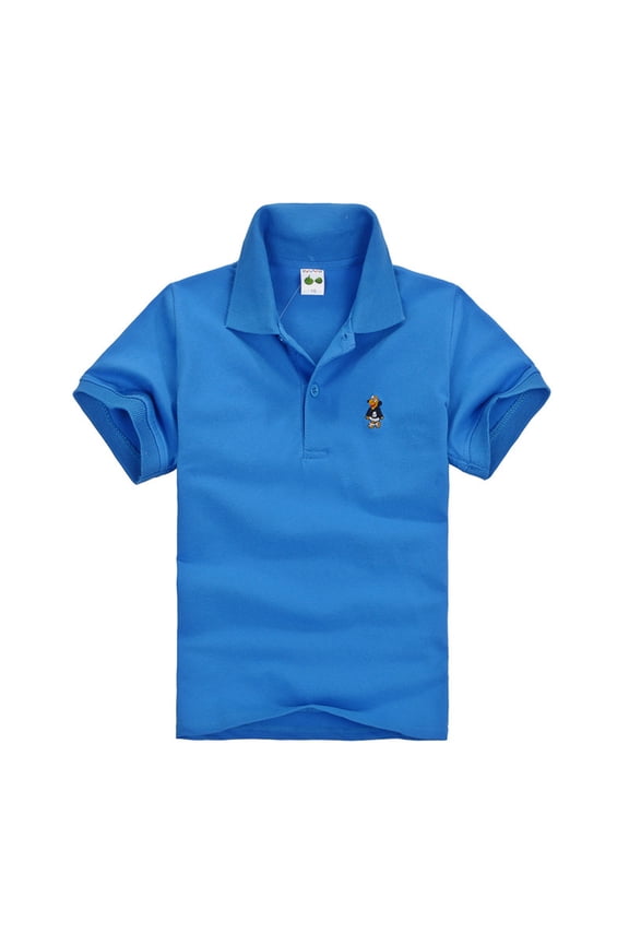 Newborn Boys Short Sleeve Polo Shirt School Uniform Undershirt T-Shirt,Sky Blue