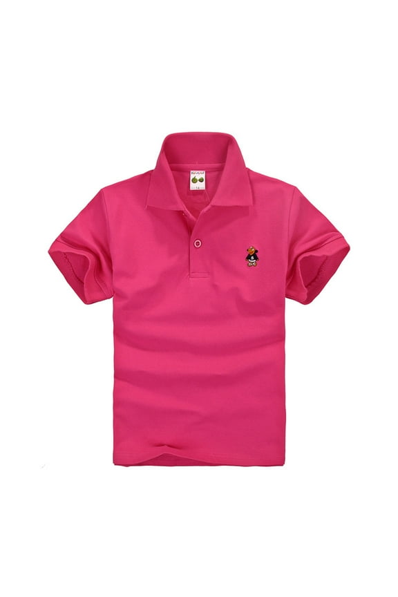 Boys Short Sleeve Polo Shirt Solid Color School Uniform Top, Sizes 6-12M