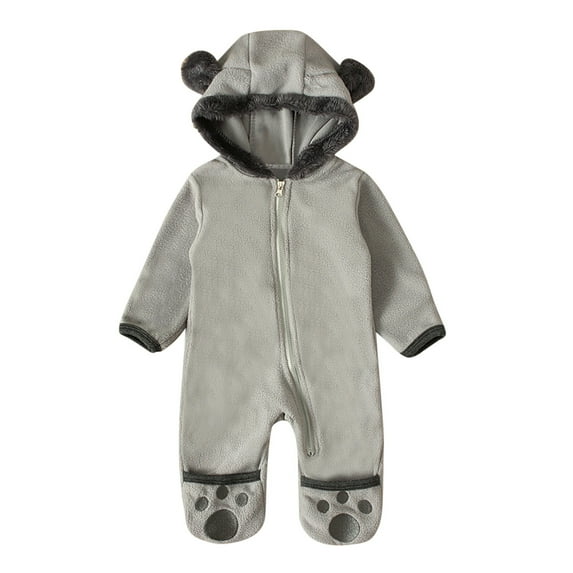 WOYY Boys Soft Footies Cute Hooded Jumpsuit Footed Onesie Romper, Sizes 3-6M