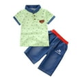 thumbnail image 1 of WOYY Newborn Boys Summer Outfits Short Sleeve T-Shirt and Denim Shorts Set,2-Piece, 1 of 4
