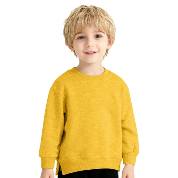 WOYY Newborn Boys Sweatshirt Casual Solid Basic Crewneck Pullover Versatile Sweatshirt