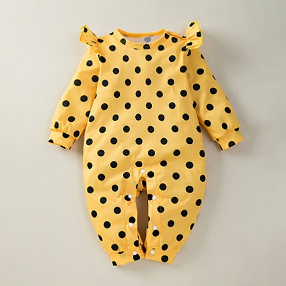 WOYY Newborn Girl's Long Sleeve Romper Flower Prints Round Neck Jumpsuit Fall Winter Clothes