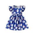 thumbnail image 1 of WOYY Newborn Girls Baseball Prints Dress Casual Summer Dress with Flutter Sleeves, 1 of 6