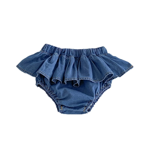 WOYY Newborn Girls Denim Ruffle Jean Shorts Summer Casual Pull On Skort Diaper Baby Clothes