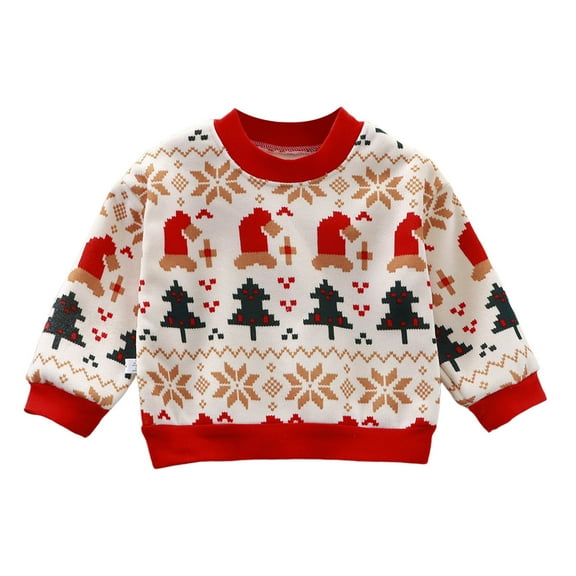 WOYY Newborn Girls Fleece Sweatshirt Soft Cozy Warm Crewneck Pullover Top Xmas Sweater