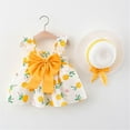 thumbnail image 1 of WOYY Girls Floral Sleeveless Back Bow Princess Dress with Straw Hat, Sizes 6M-3T, 1 of 2