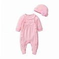 thumbnail image 1 of WOYY Girls Lace Ruffle One-Piece Footies Romper Jumpsuit with Hat, Sizes 0-3M, 1 of 3