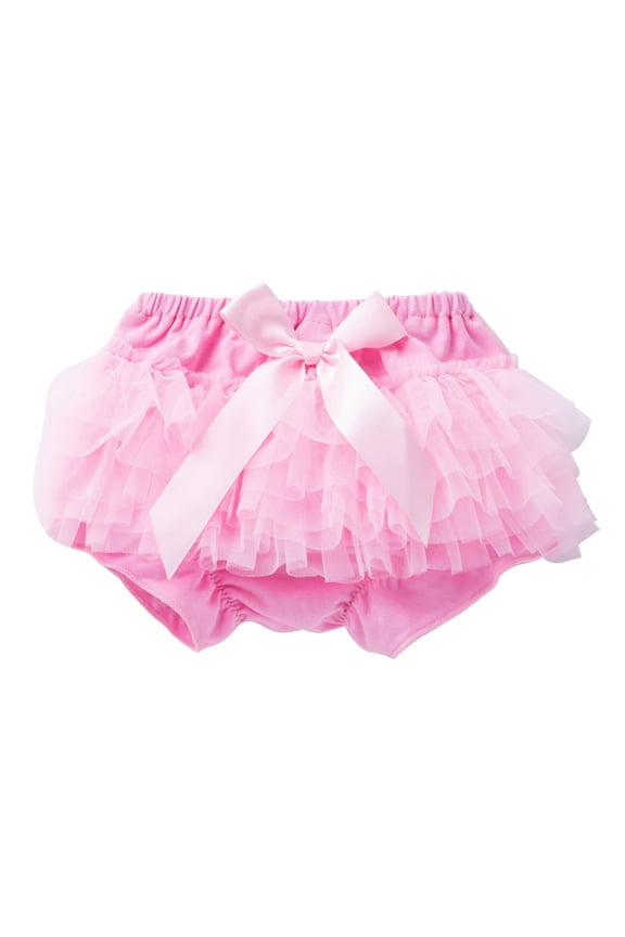 Girls Mesh Bloomers Cute Bow Tutu Skirt Cotton Pull-On Shorts for Baby, Sizes 0-3M