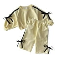 thumbnail image 1 of WOYY Newborn Girls Outfits Cotton Crewneck Sweatshirt Sweatpants Sweatsuit, Sizes 3-6M, 1 of 4