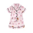 thumbnail image 1 of WOYY Newborn Girls Pajamas Cartoon Prints Short Sleeve Shirt Shorts 2Pcs Clothes Set, Sizes 6-12M, 1 of 3