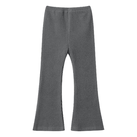 WOYY Newborn Girls Ribbed Flare Pants Casual Stretch Pull On Leggings High Rise Trousers