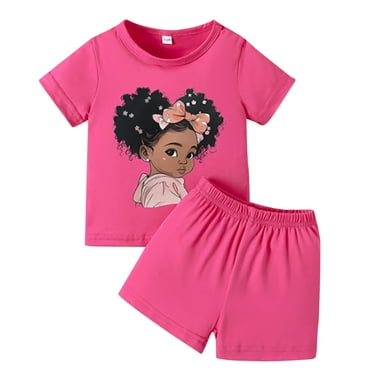WOYY Newborn Girls Short Sleeve Graphic T-Shirt and Shorts Outfit Set, 2-Piece